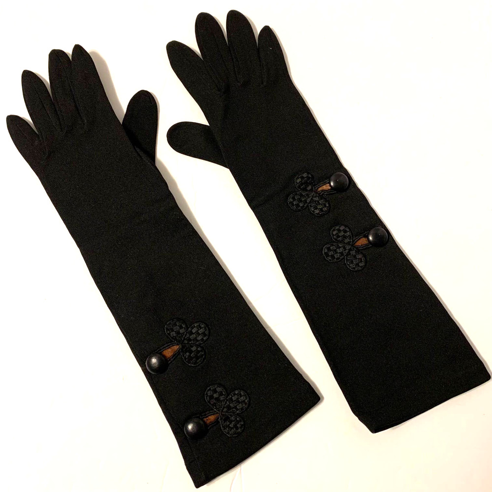 Dress Gloves Wool Embroidered Button Holes‎ 13.5"